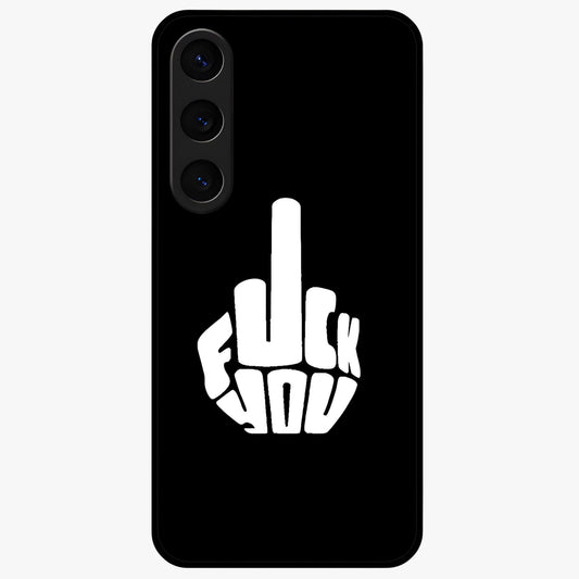 Rebel Mode On Glass Case showing flat back view with bold rebellious typography artwork and glossy glass finish.