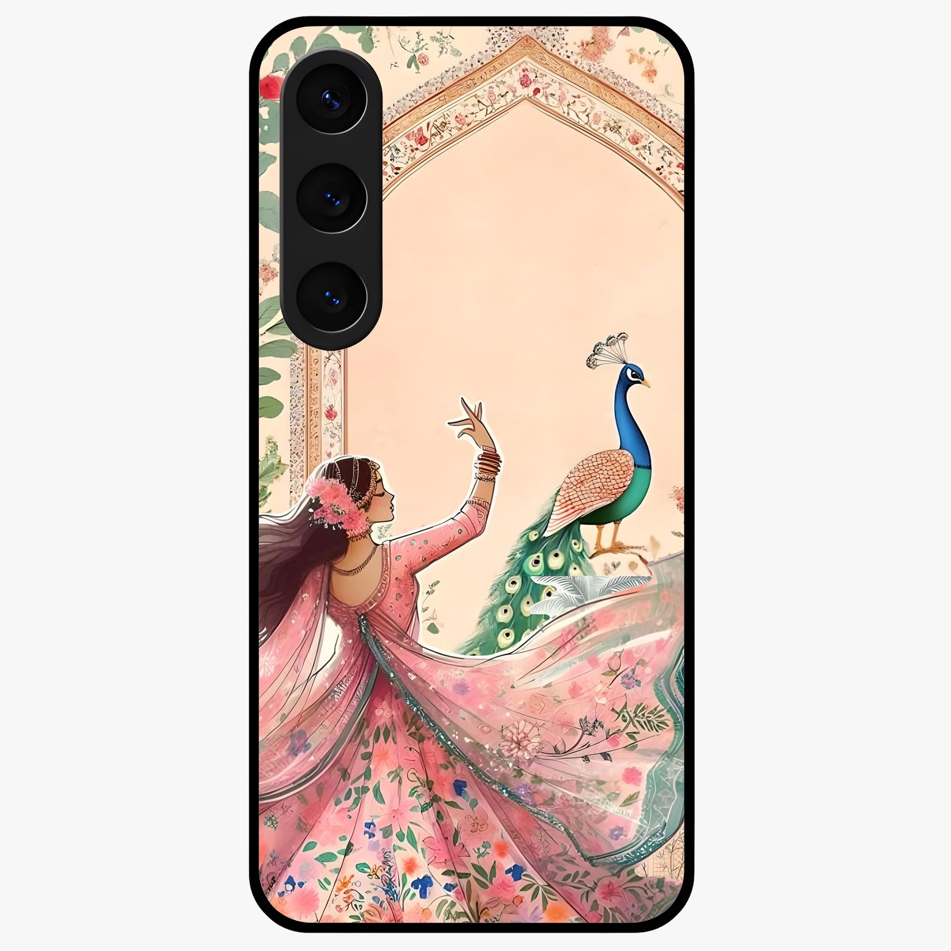 Royal Grace Muse Glass Case showing flat back view with elegant artistic artwork and glossy glass finish.