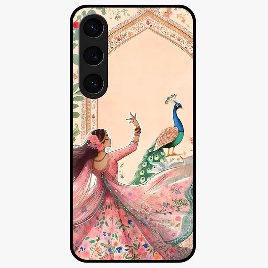 Royal Grace Muse Glass Case showing flat back view with elegant artistic artwork and glossy glass finish.
