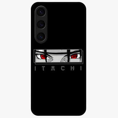 Scarlet Gaze Dominance Glass Case showing flat back view with striking red themed artwork and glossy glass finish.