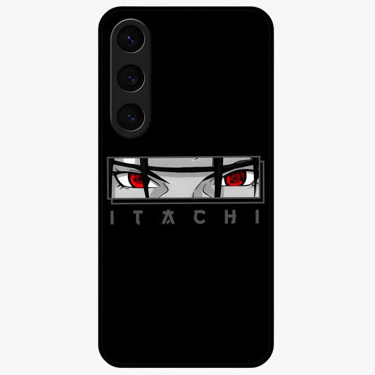 Scarlet Gaze Dominance Glass Case showing flat back view with striking red themed artwork and glossy glass finish.