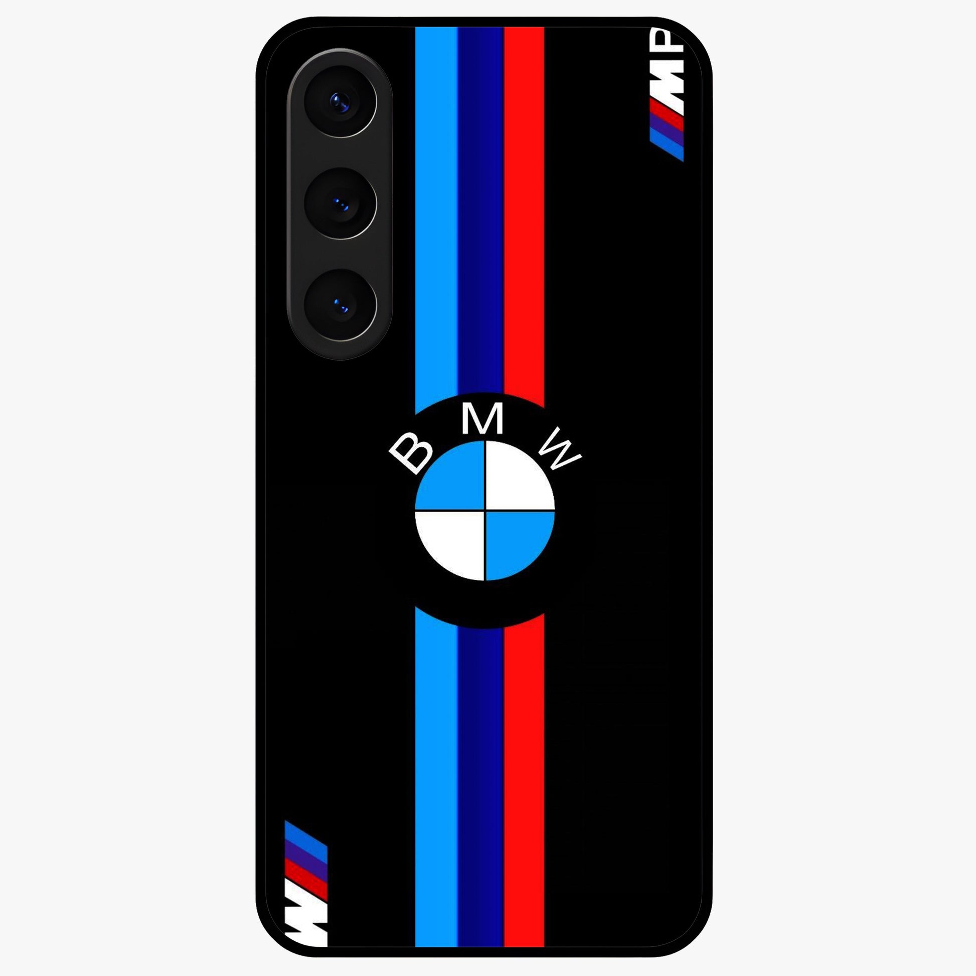 Turbo BMW Beast Glass Case showing flat back view with high performance sports car artwork and glossy glass finish.
