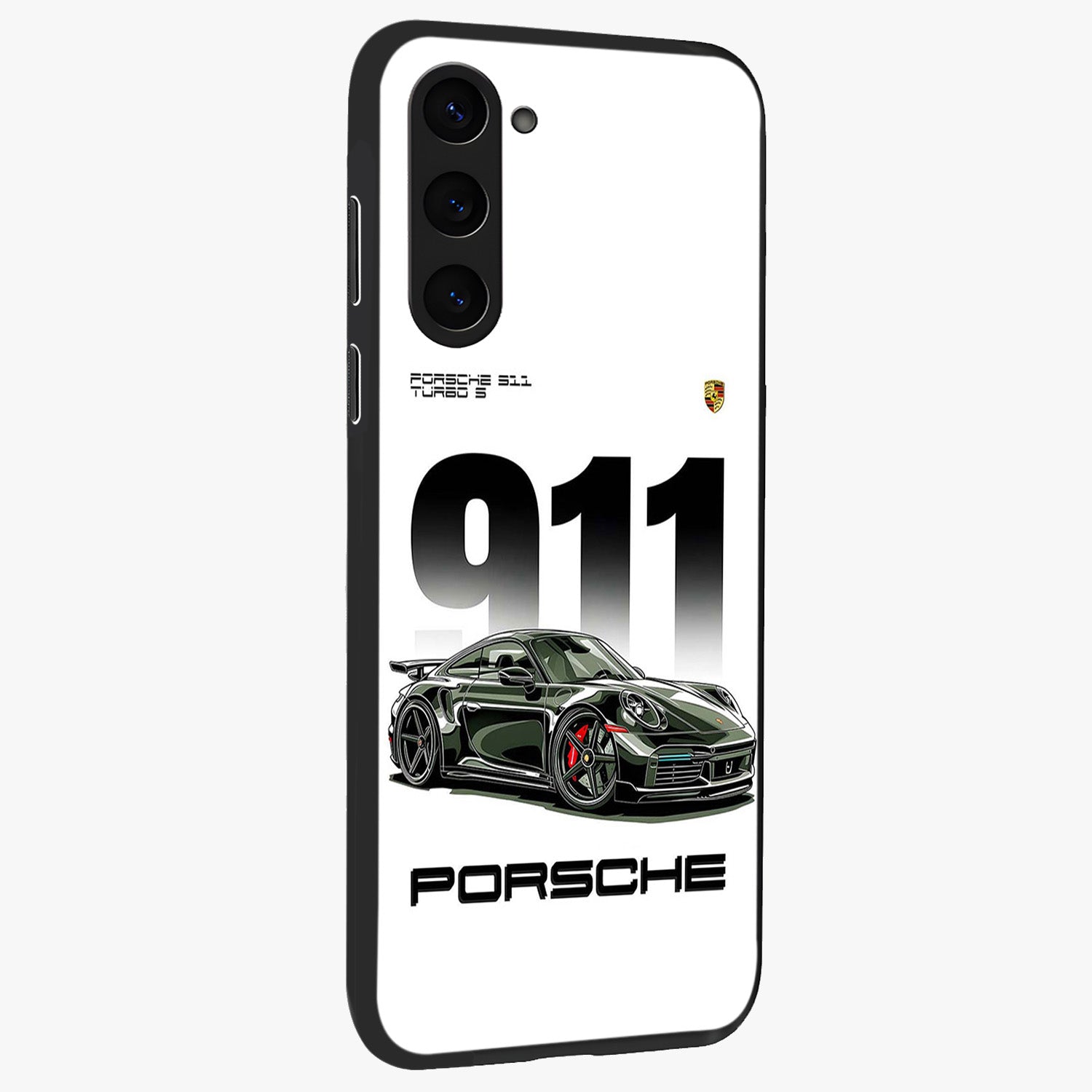 911 Turbo Dominance Glass Case upright perspective showcasing powerful racing design and modern automotive aesthetic.