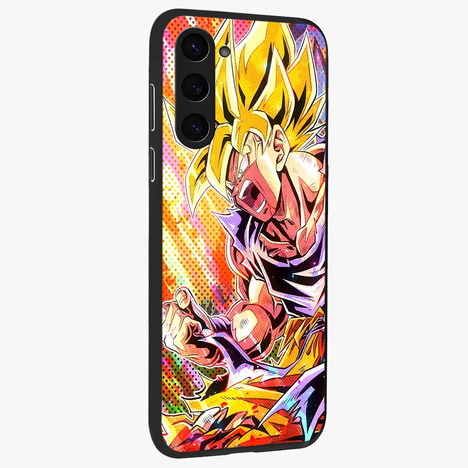 Firing Goku Glass Case upright view showcasing energetic anime artwork with bold warrior theme.