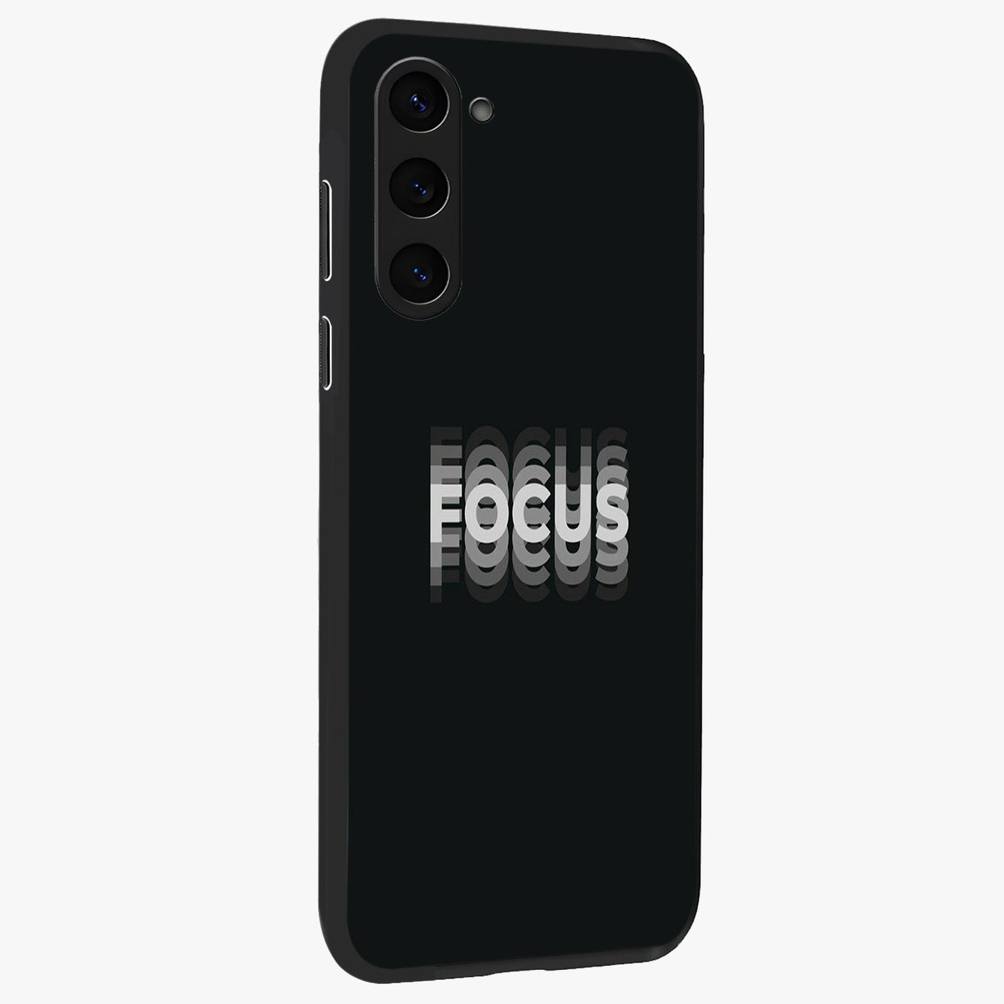 Focused Blade Discipline Glass Case upright view showcasing strong typography statement with sleek motivational theme.