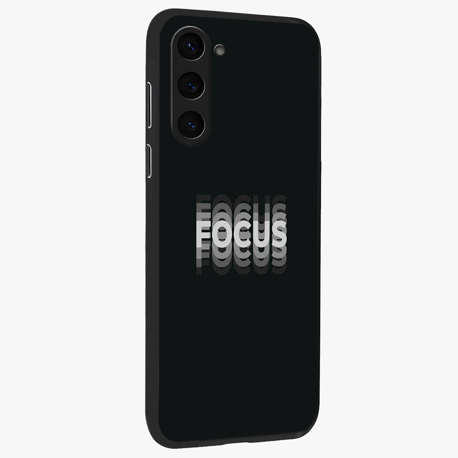 Focused Blade Discipline Glass Case upright view showcasing strong typography statement with sleek motivational theme.