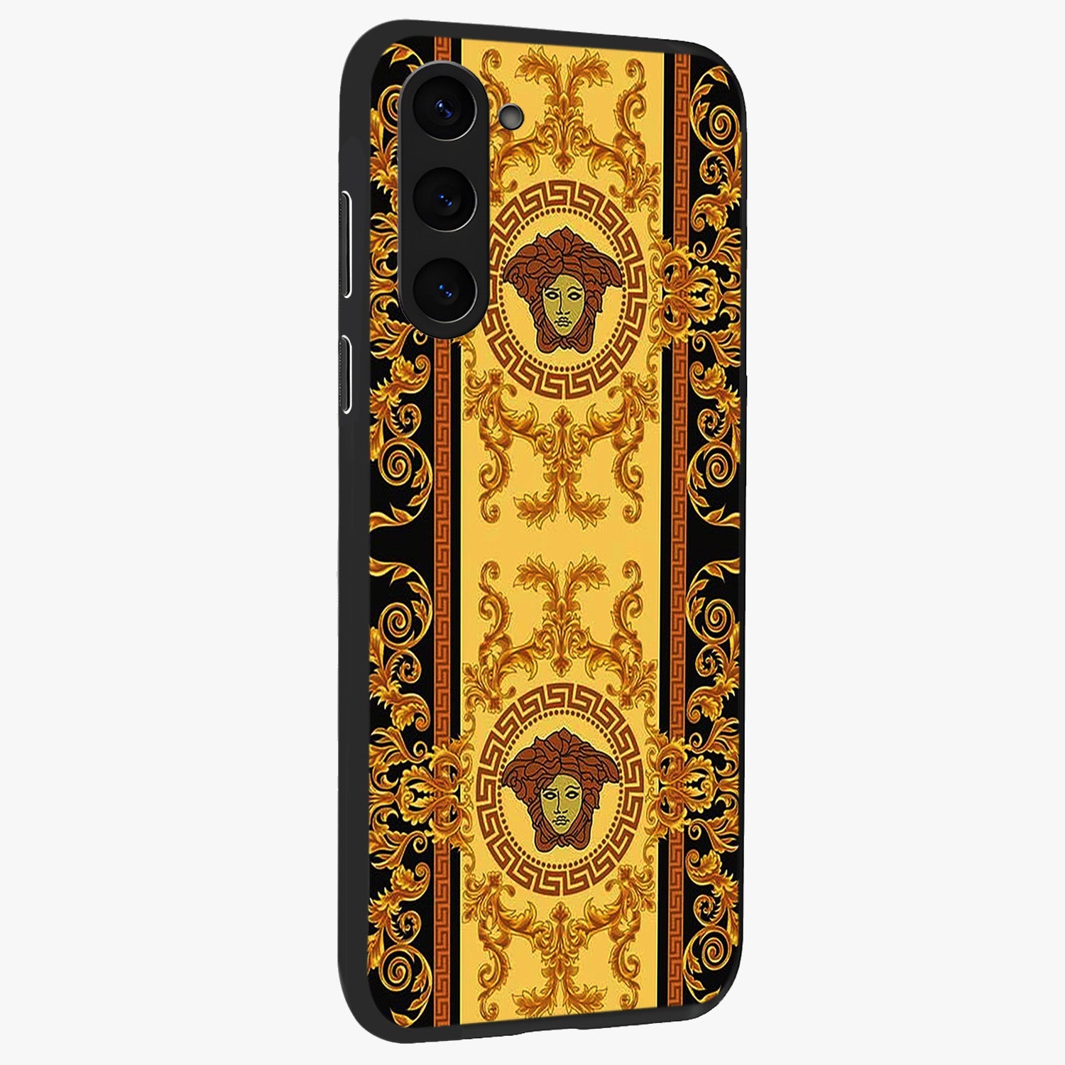 Golden Lotus Glow Glass Case upright view showcasing luminous lotus artwork with peaceful divine theme.