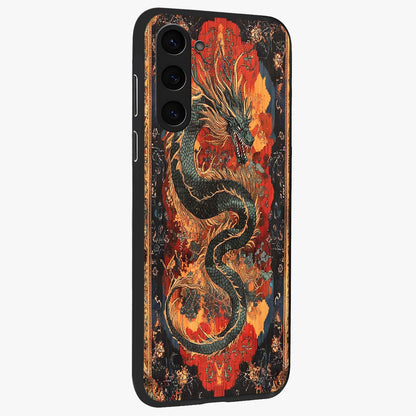 Inferno Dragon Soul Glass Case upright view showcasing intense dragon artwork with fantasy fire theme.