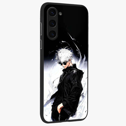Limitless Shadow King Glass Case upright view showcasing bold shadow warrior artwork with epic fantasy theme.