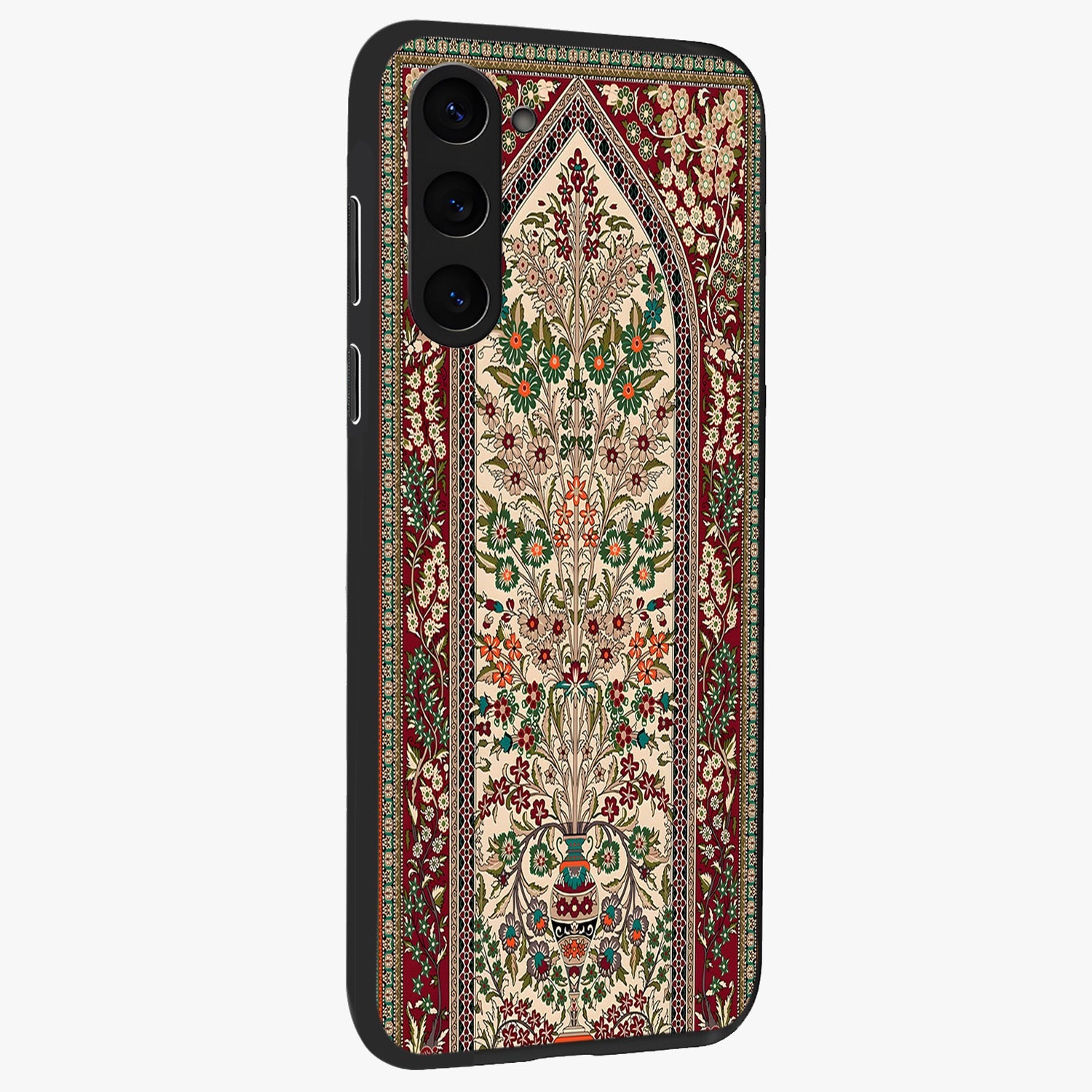Persian Inspired Glass Case upright view showcasing decorative Persian artwork with rich heritage theme.