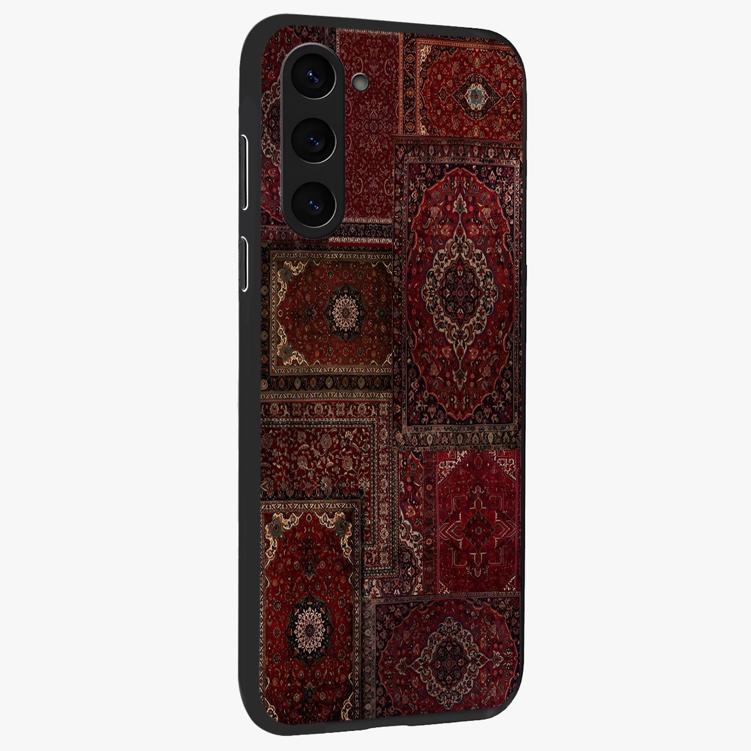 Persian Velvet Tale Glass Case upright view showcasing elegant Persian artwork with classic heritage theme.