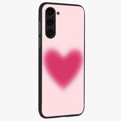 Pink Aura Heart Glass Case upright view showcasing romantic heart artwork with soft pastel theme.