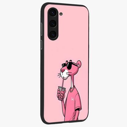 Pink Panther Glass Case upright view showcasing fun animated artwork with stylish retro cartoon theme.