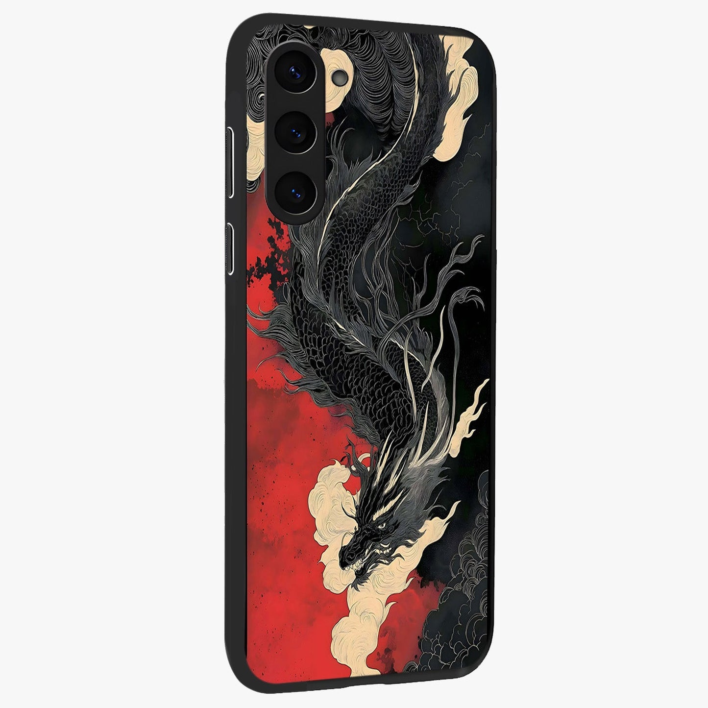 Shadow Dragon Fury Glass Case upright view showcasing intense dragon artwork with dramatic shadow theme.