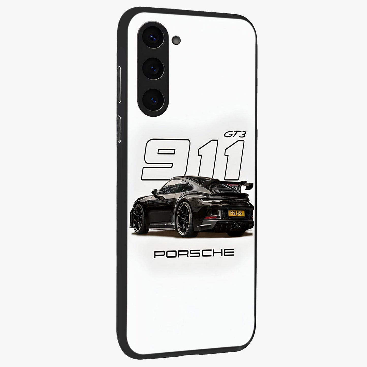 Turbo Legacy Icon Glass Case upright view showcasing bold racing inspired artwork with classic car theme.