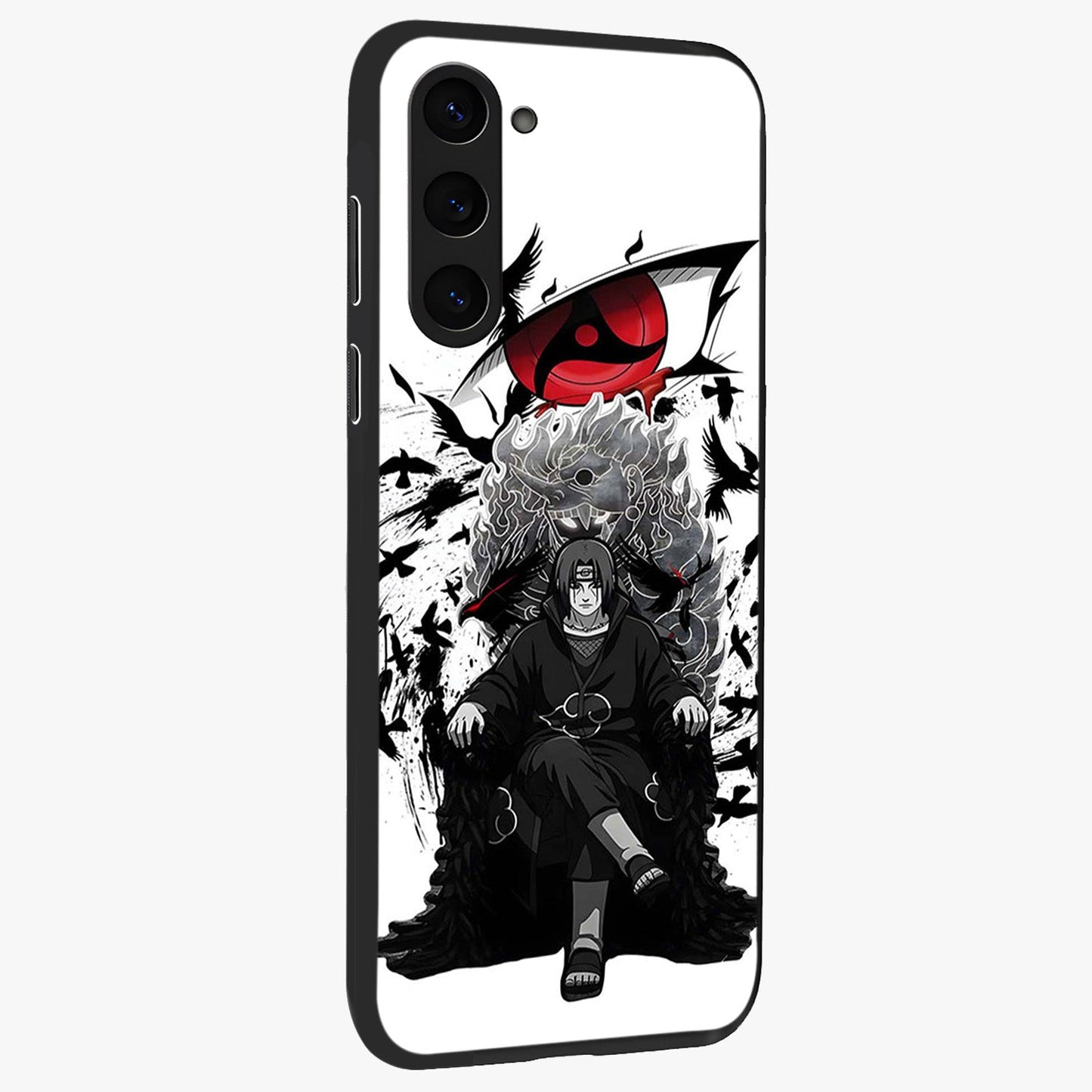 Uchiha Shadow Throne Glass Case upright view showcasing magical underwater galaxy artwork with vibrant cosmic theme.