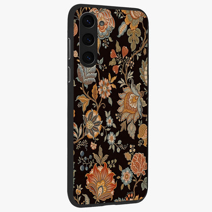 Vintage Floral Dream Glass Case upright view showcasing delicate floral artwork with timeless vintage theme.