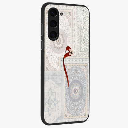 White Aesthetic Bow Glass Case upright view showcasing delicate ribbon bow artwork with cute minimalist theme.