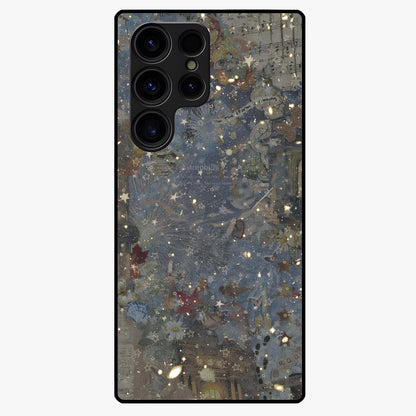 Aesthetic Astrolophia Glass Case showing flat back view with dreamy aesthetic design and glossy glass finish.