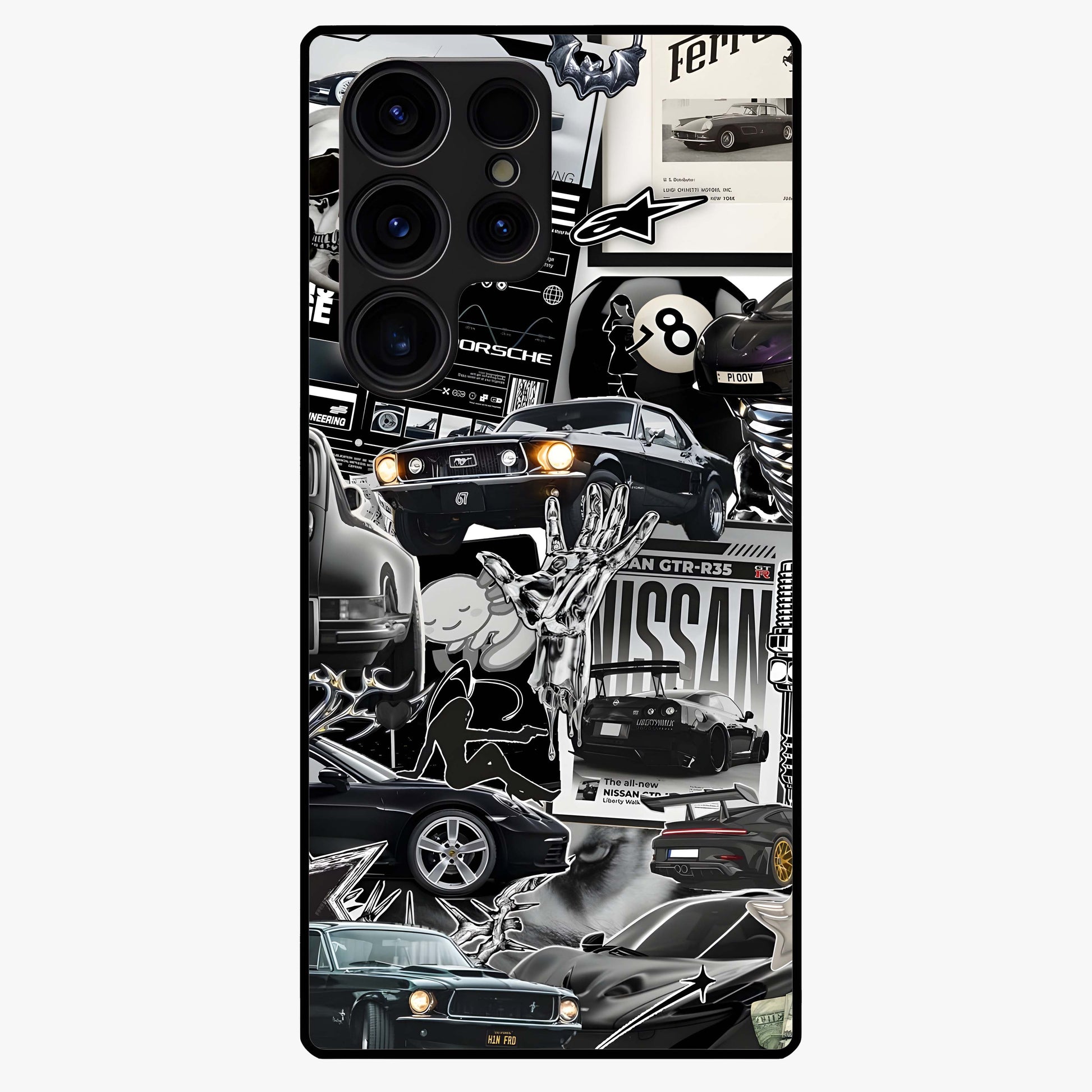 Aesthetic Dark Love Glass Case showing flat back view with dark romantic artwork and glossy glass finish.