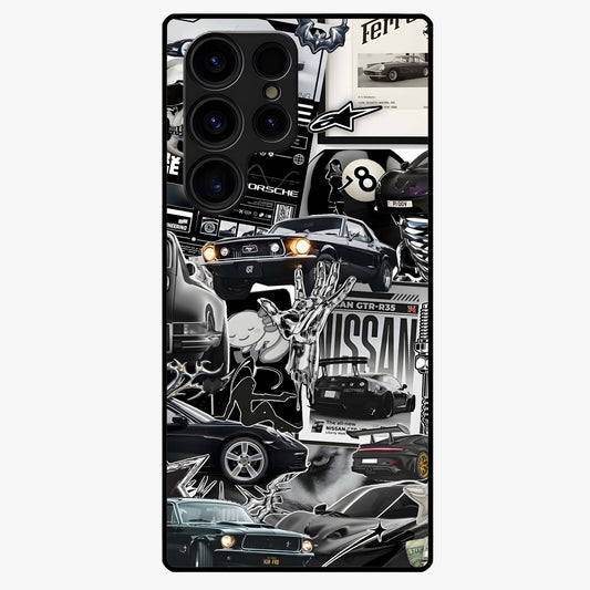 Aesthetic Dark Love Glass Case showing flat back view with dark romantic artwork and glossy glass finish.