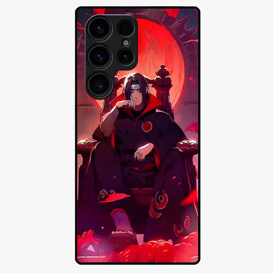 Blood Moon Sovereign Glass Case showing flat back view with mystical blood moon artwork and glossy glass finish.