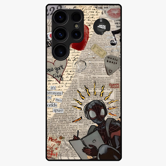 City Dream Sketch Glass Case showing flat back view with artistic city skyline sketch artwork and glossy glass finish.