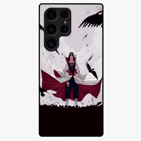 Crimson Crow Ascension Glass Case showing flat back view with mystical crow artwork and glossy glass finish.