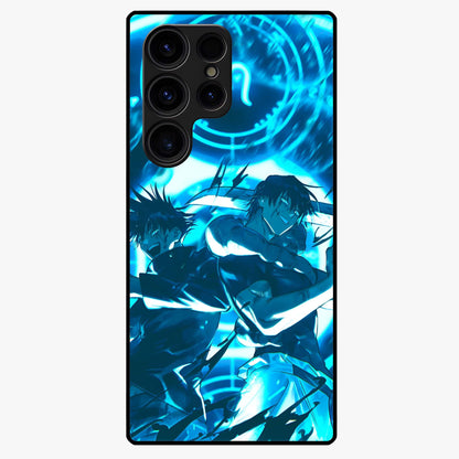 Cursed Energy Clash Glass Case showing flat back view with intense cursed energy artwork and glossy glass finish.