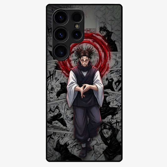 Cursed Ritual Ascension Glass Case showing flat back view with dark ritual themed artwork and glossy glass finish.