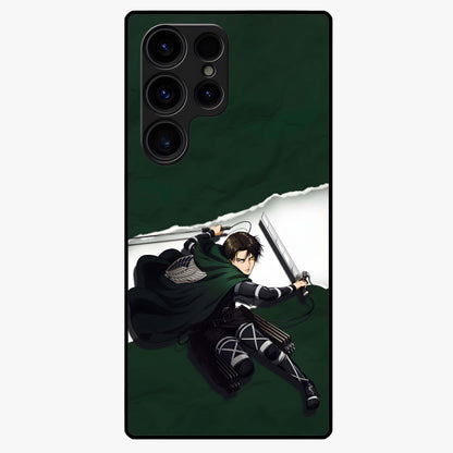Emerald War Vanguard Glass Case showing flat back view with powerful warrior themed artwork and glossy glass finish.