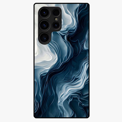 Ethereal Paper Marble Glass Case showing flat back view with soft marble paper texture artwork and glossy glass finish.
