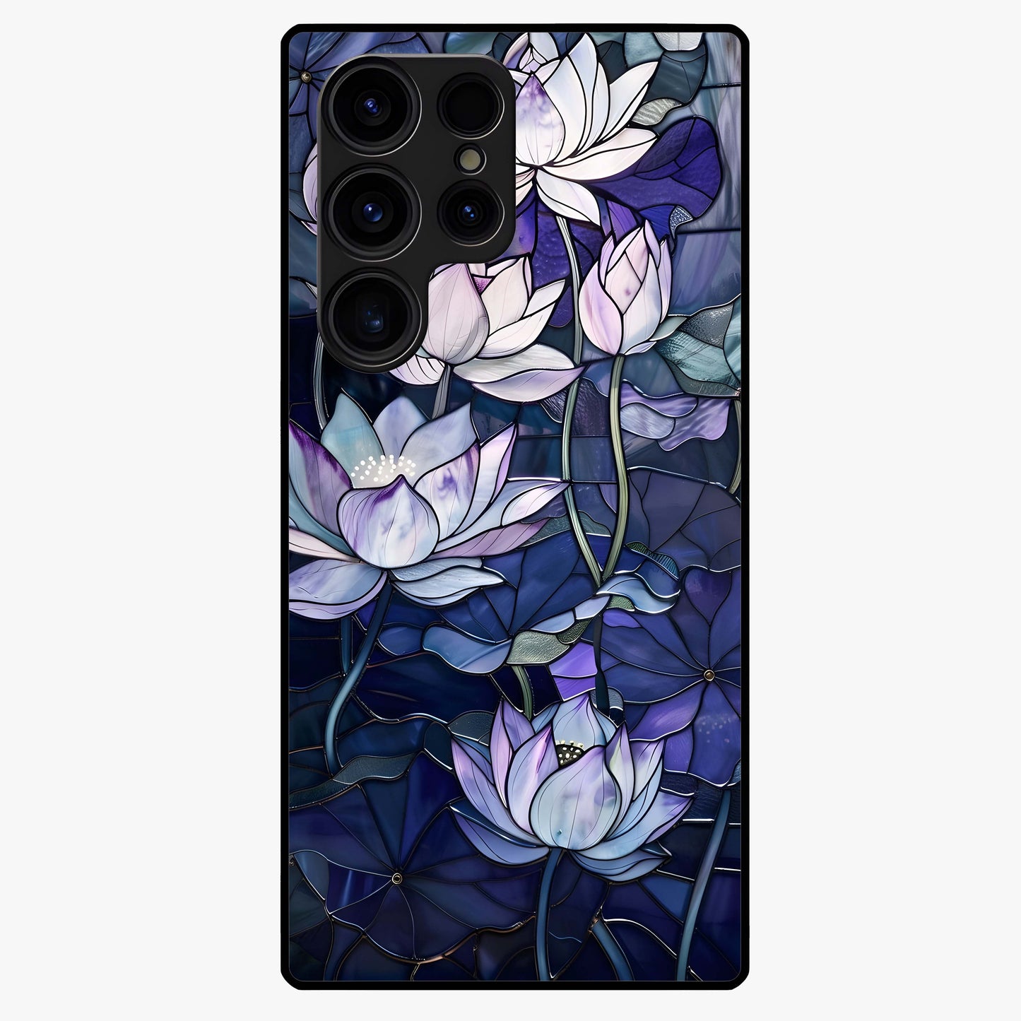 Gloss Petal Rush Glass Case showing flat back view with glossy flower petal artwork and smooth glass finish.