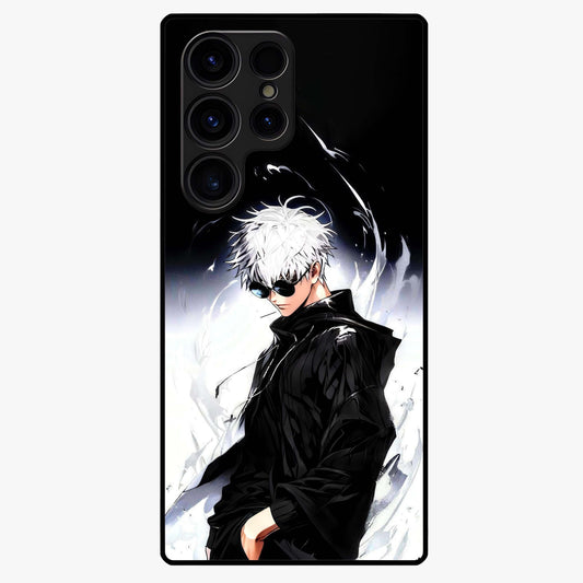 Limitless Shadow King Glass Case showing flat back view with powerful shadow warrior artwork and glossy glass finish.
