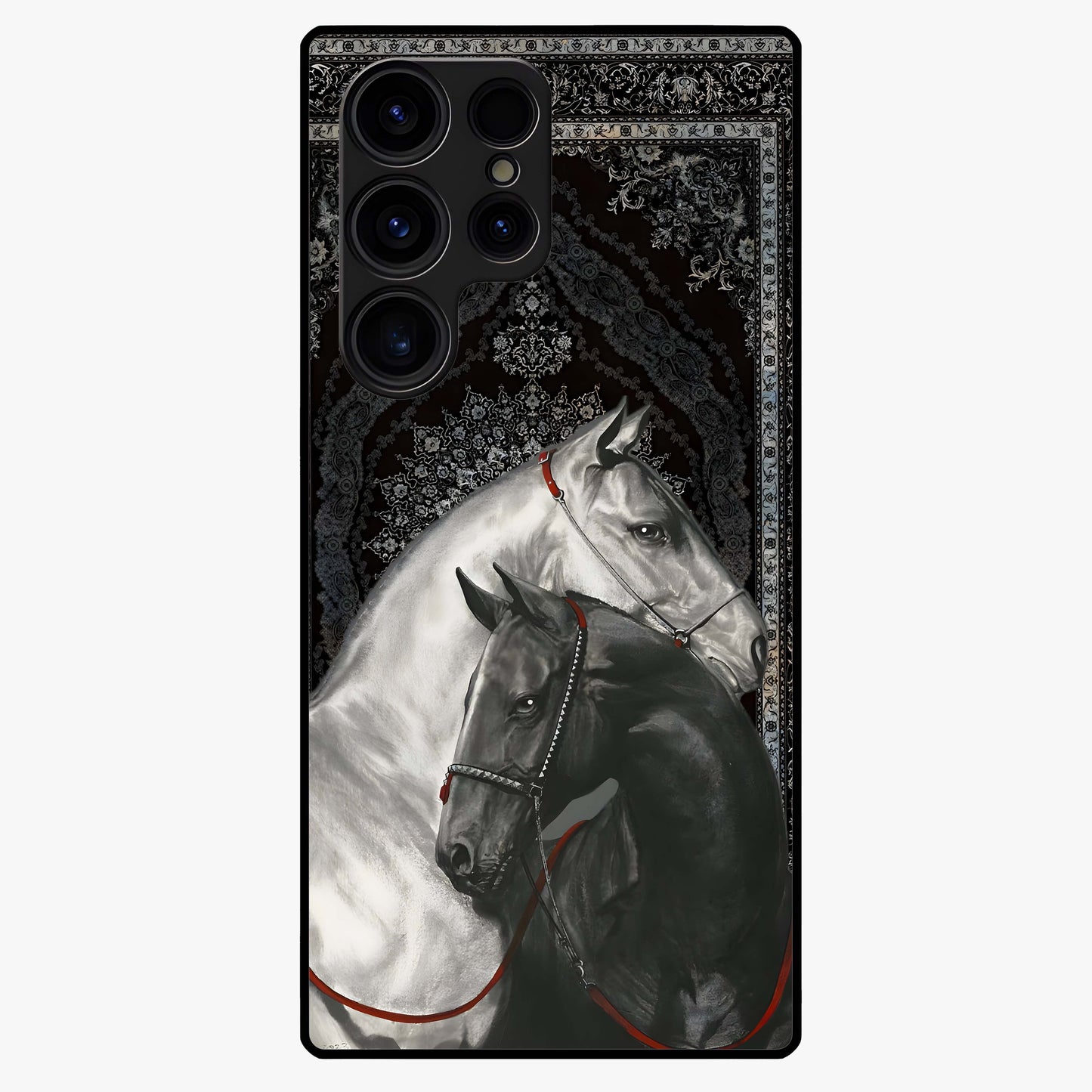 Majestic Ride Legacy Glass Case showing flat back view with powerful automotive inspired artwork and glossy glass finish.