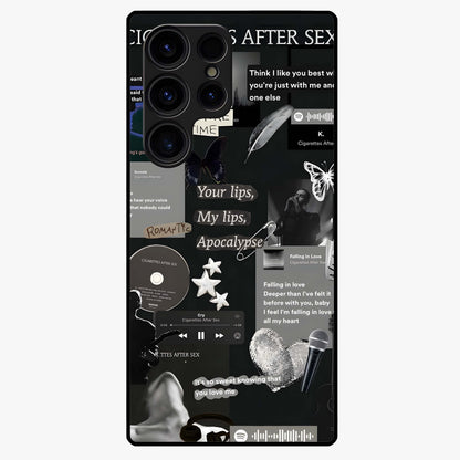 Midnight Love Echo Glass Case showing flat back view with romantic midnight themed artwork and glossy glass finish.