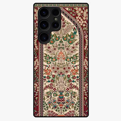 Persian Inspired Glass Case showing flat back view with ornate Persian style pattern artwork and glossy glass finish.