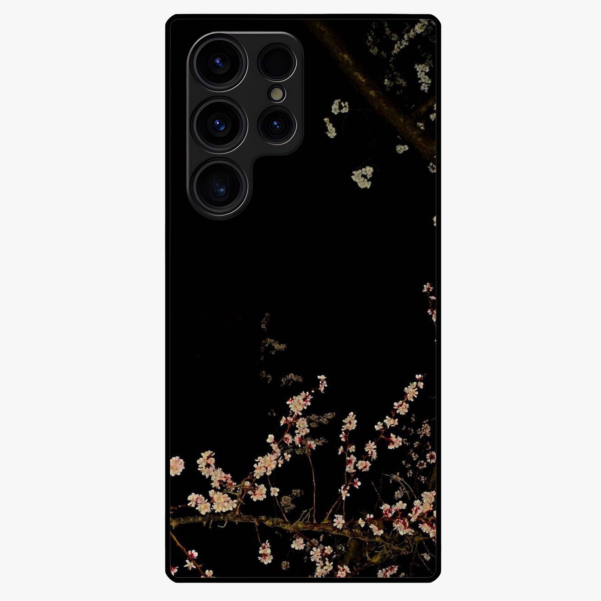 Petal Moon Light With Custom Name Glass Case showing flat back view with floral moonlight artwork and personalized name design.