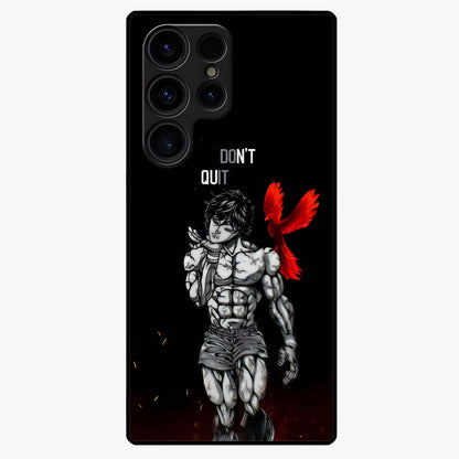 Rise Beyond Limits Glass Case showing flat back view with motivational typography artwork and glossy glass finish.