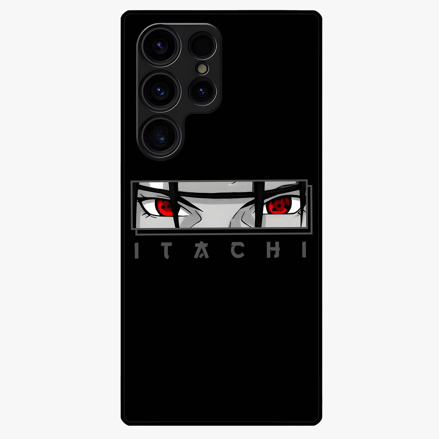 Scarlet Gaze Dominance Glass Case showing flat back view with striking red themed artwork and glossy glass finish.