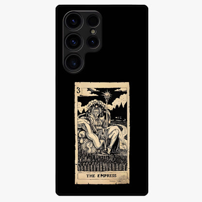 The Empress Glass Case showing flat back view with regal feminine artwork and glossy glass finish.