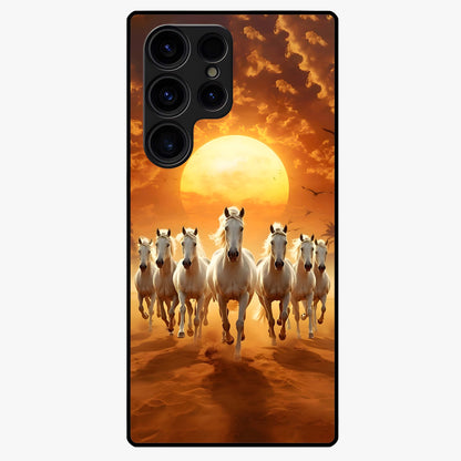 Wild Sunset Majesty Glass Case showing flat back view with majestic sunset landscape artwork and glossy glass finish.