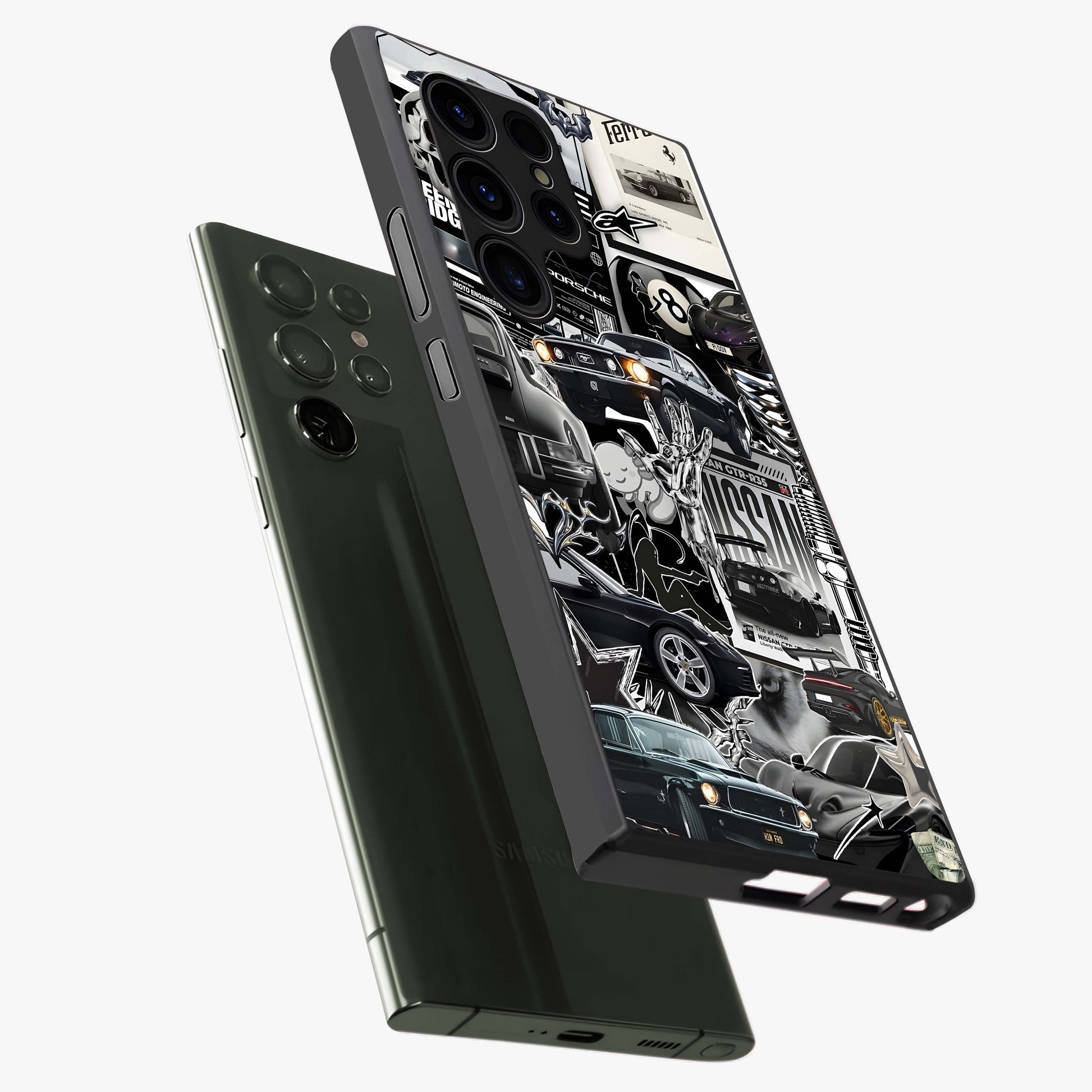 Aesthetic Dark Love Glass Case displayed in angled mockup highlighting moody aesthetic design and bold love theme.