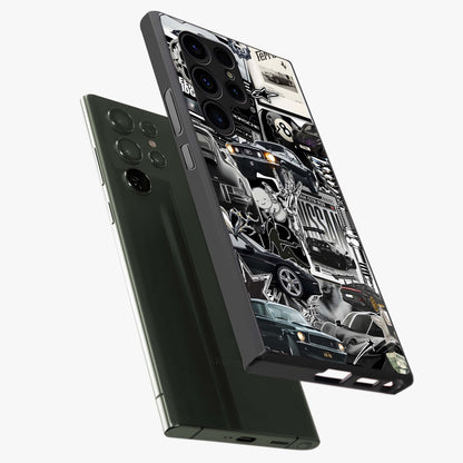 Aesthetic Dark Love Glass Case displayed in angled mockup highlighting moody aesthetic design and bold love theme.