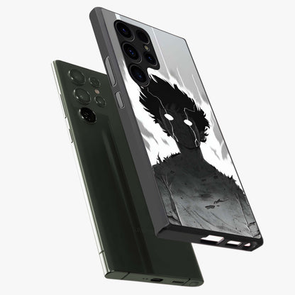 Awakened Inner Rage Glass Case displayed in angled mockup highlighting powerful graphic design and bold artistic theme.