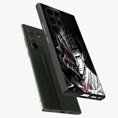 Berserker Blood Oath Glass Case displayed in angled mockup highlighting dark fantasy graphic design and powerful theme.