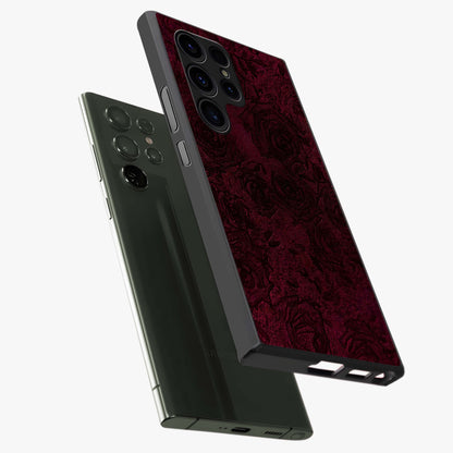 Crimson Fade Flow Glass Case displayed in angled mockup highlighting smooth gradient design with modern aesthetic style.