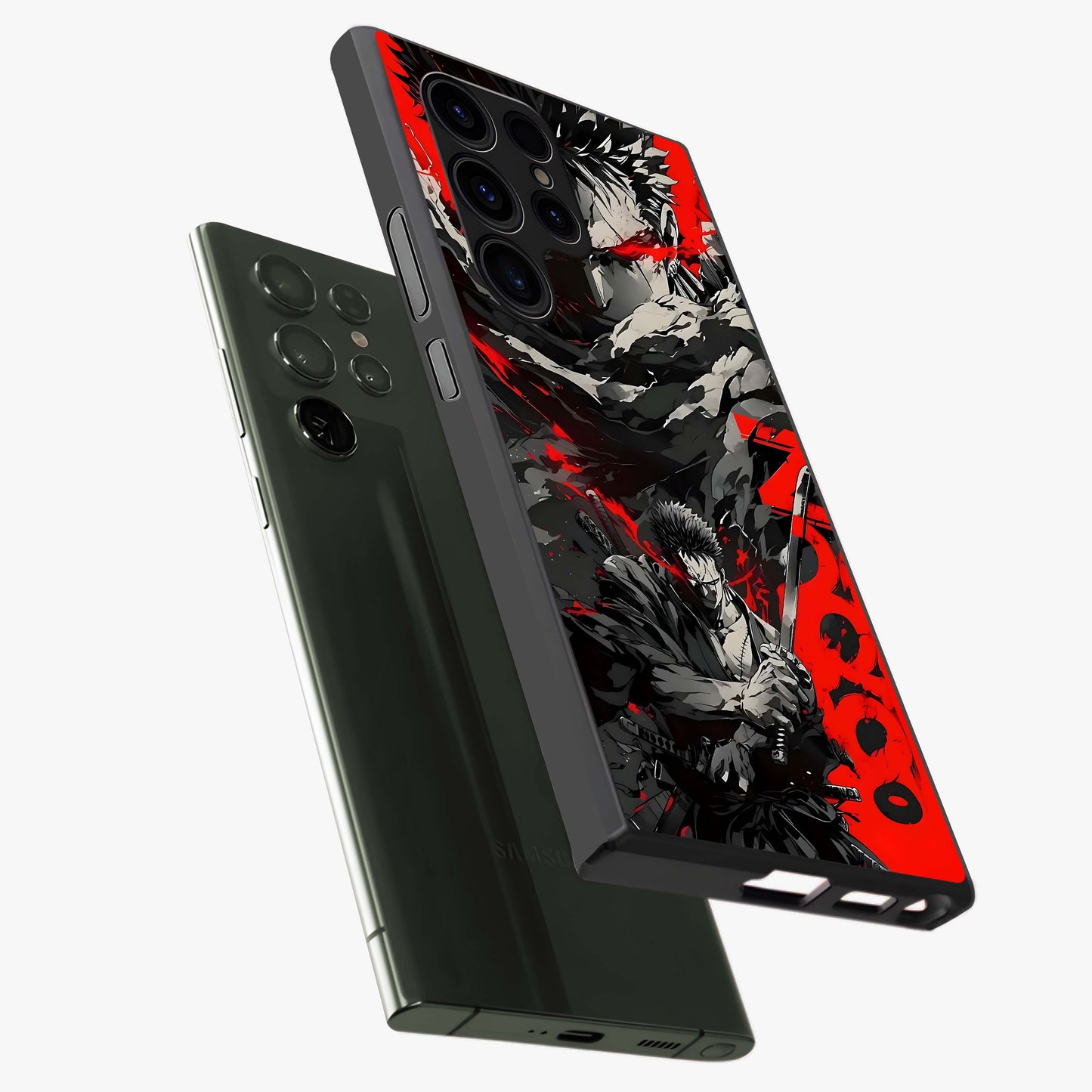 Demon Sword Resolve Glass Case displayed in angled mockup highlighting powerful demon sword illustration with dark fantasy aesthetic.