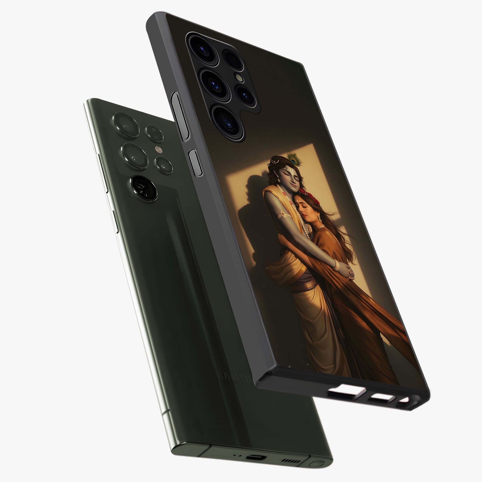 Divine Eternal Love Glass Case displayed in angled mockup highlighting elegant divine inspired design with peaceful aesthetic.
