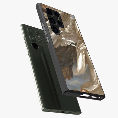 Divine Winged Grace Glass Case displayed in angled mockup highlighting graceful wing design with divine aesthetic style.